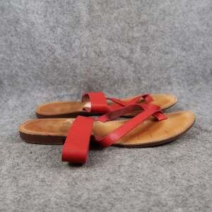White Mt Shoes Womens 8 Sandals Slip On Casual Toe Ring Flat Red Boho Summer
